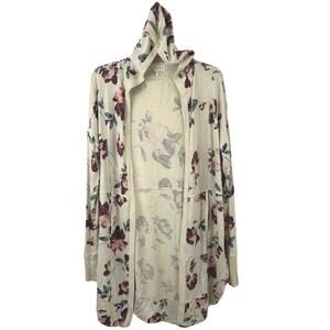 Altar'd State Women Long Sleeve Hoodie Cardigan Duster Sweater Boho Cream Small